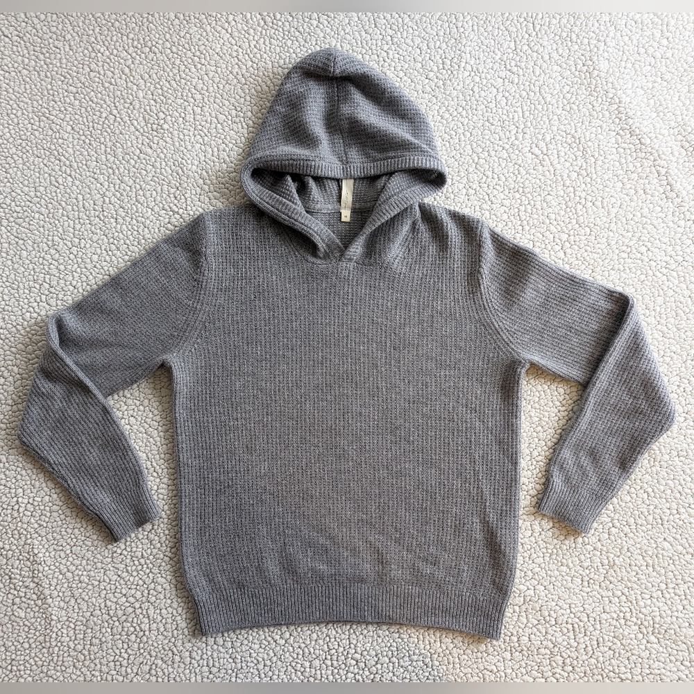 nap Loungewear 100% Cashmere Lightweight Knit Hoodie Sweater Grey Size M
